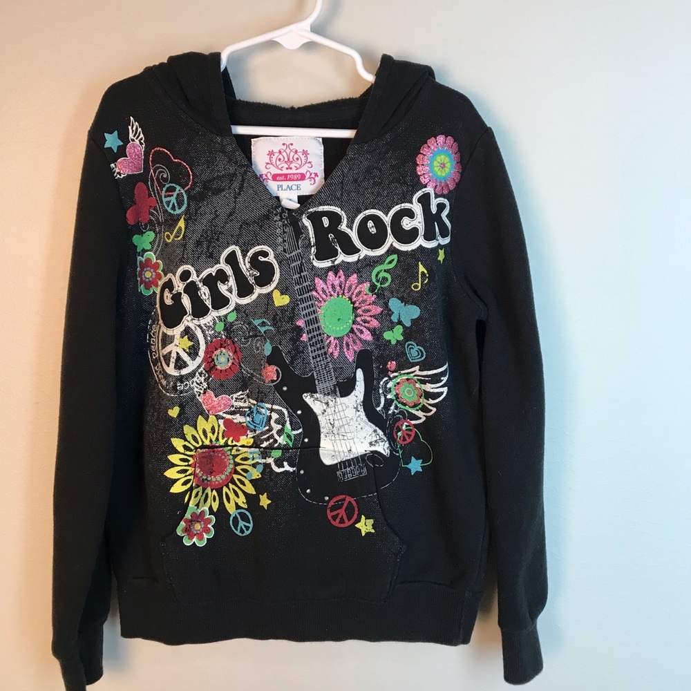 Cute Girls Rock black v-neck hoodie